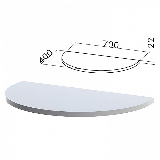 Стол приставной полукруг "Монолит", 700х400х750 мм, БЕЗ ОПОРЫ (640137), цвет серый, ПМ34.11 - Вид 2