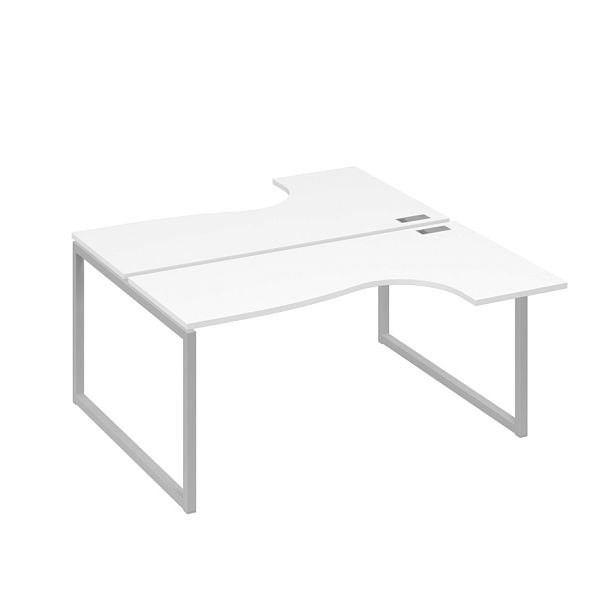 Рабочая станция QUATTRO (2х160) столы Классика эргономичные A4 А4 Б4 182 БП белый премиум / металлокаркас серый - Вид 1
