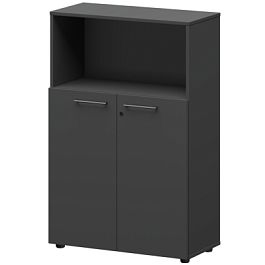 Шкаф средний с нишей СМШ38.28F Графит 792x380x1190 Кортез - Фото предпросмотра