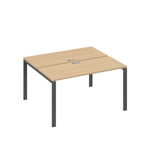 Рабочая станция на каркасе UNO столы 2х140 A4 А4 Б1 171 БП натуральный дуб / металлокаркас антрацит - Вид 1