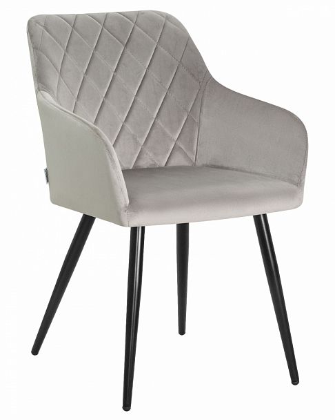 Стул обеденный DOBRIN ROBERT (черные матовые ножки, велюр V108-81 Серый) - Вид 1