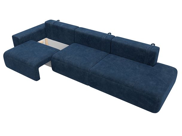 Диван прямой Лига-036 НПБ Модерн Лонг подлокотник слева Велюр синий - Вид 7