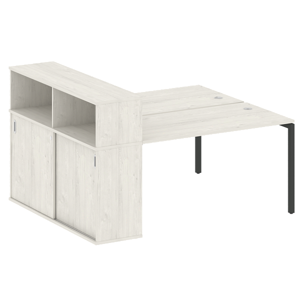 Metal System Quattro Р. ст. с шкафом-купе на П-образном м/к 40БП.РС-СШК-2.3 Т Дуб наварра/Антрацит металл 1810*1475*1098 - Вид 1