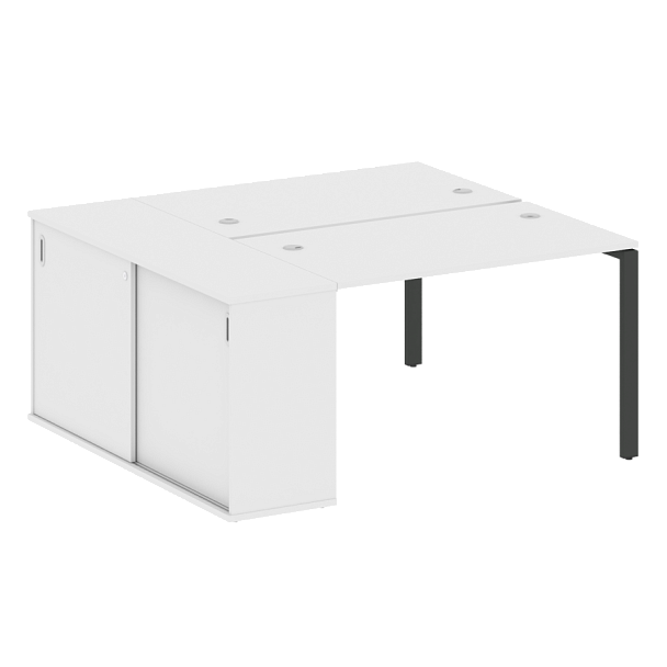 Metal System Р. ст. с шкафом-купе на П-образном м/к БП.РС-СШК-1.2 Т Белый/Антрацит металл 1610*1475*750 - Вид 1