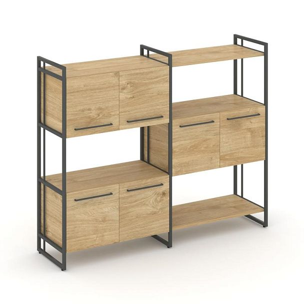 Rift Шкаф комбинированый RF.NS-004 Тиквуд Светлый/Металл Антрацит 1576*396*1286 - Вид 1