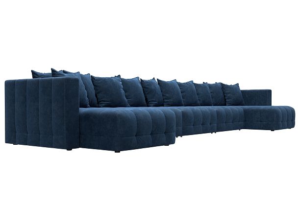 Диван П-образный Лига-052 НПБ МегаЛонг Велюр синий - Вид 3
