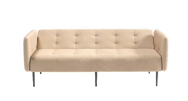 Monaco диван-кровать прямой с подлокотниками, трехместный, велюр бежевый Velutto 04 - Вид 3