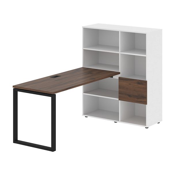 Стол-стеллаж EQRST 1115 Дуб Денвер тёмный/Черный/Белый 1990х1120х1355 EDIS - Вид 1