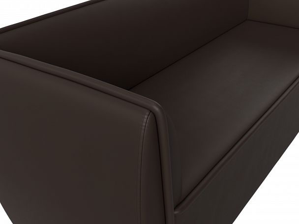Прямой диван Бергамо 3-х местный (полностью экокожа коричневая) - Вид 4