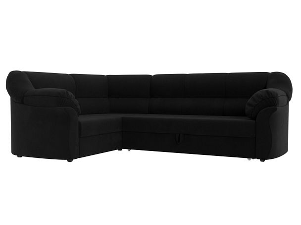 Диван угловой Карнелла левый (полностью микровельвет черный) - Вид 1