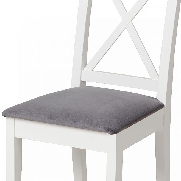 Комплект деревянных стульев с мягким сиденьем Бергольф Белый/Серый велюр, 3 шт. - Вид 11