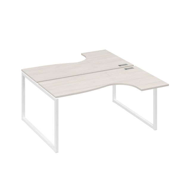 Рабочая станция QUATTRO (2х160) столы Классика эргономичные A4 А4 Б4 182 БП дуб / металлокаркас белый - Вид 1
