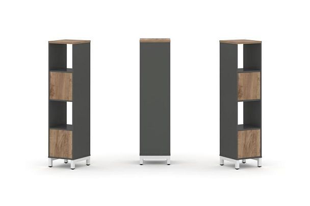 Стайл Проджект Набор стеллажа 1 сторон., 4 яр. SN.NS-411 Антрацит/Дуб Табак/Металл Белый 387*400*161 - Вид 1