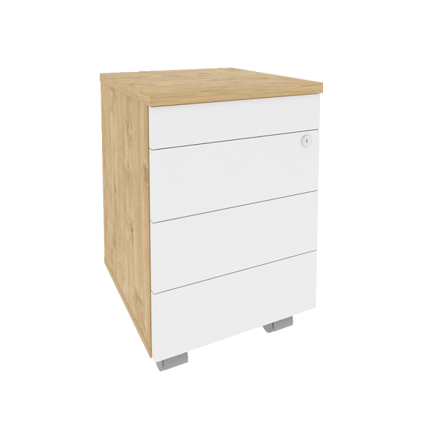 Onix Тумба мобильная (TIP-ON) O.TM-3 TIP Тиквуд светлый/Белый бриллиант 432*460*633 - Вид 1