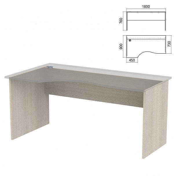 Стол эргономичный ЧАСТЬ 2 "Арго", 1600х900х760 мм, левый/правый, ясень шимо - Вид 2