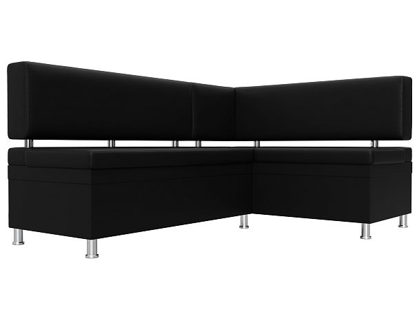 Кухонный уголок Стайл правый (полностью экокожа черная) - Вид 3