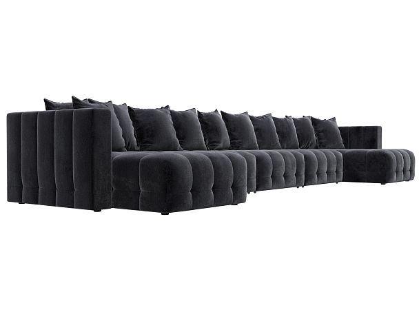 Диван П-образный Лига-052 НПБ МегаЛонг Велюр серый - Вид 3