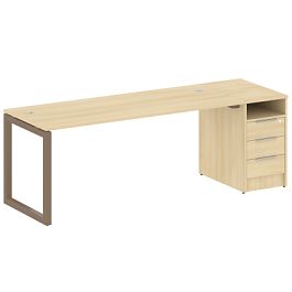 Metal System Quattro Р. ст. с тумбой на О-образном м/к 50БО.РС-СТП-1.5 Акация/Мокко металл 2212*720*750 - Фото предпросмотра