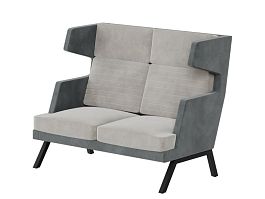 Aldo Диван двухместный высокий ALD-02 Storm 022/Storm 017/Металл Черный 1430*960*1180 - Фото предпросмотра