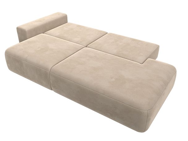 Диван прямой Лига-036 Модерн подлокотник слева Велюр бежевый - Вид 9