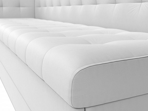 Кухонный диван Бриз с левым углом (полностью экокожа белая) - Вид 4