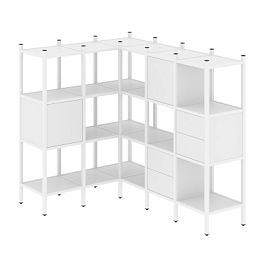 Loft Угловой внутренний стеллаж наборный VR.L-30 Белый бриллиант/Белый металл 1278*1278*1458 - Фото предпросмотра