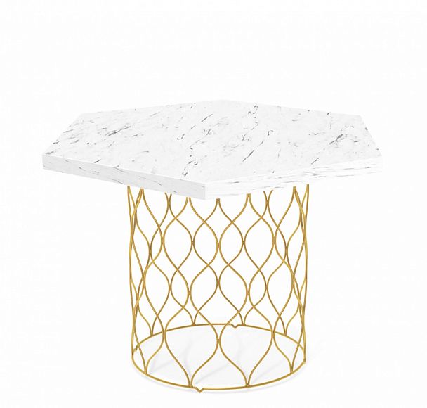 Столик журнальный SHT-TU49/TT20 60 ЛДСП золото/мрамор карра белый - Вид 1