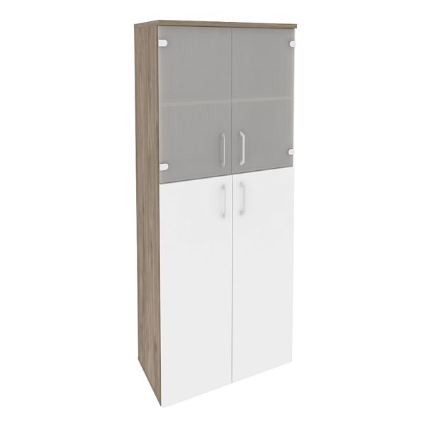 Onix Шкаф высокий широкий O.ST-1.7 Тиквуд темный/Белый бриллиант 800*420*1977 - Вид 1