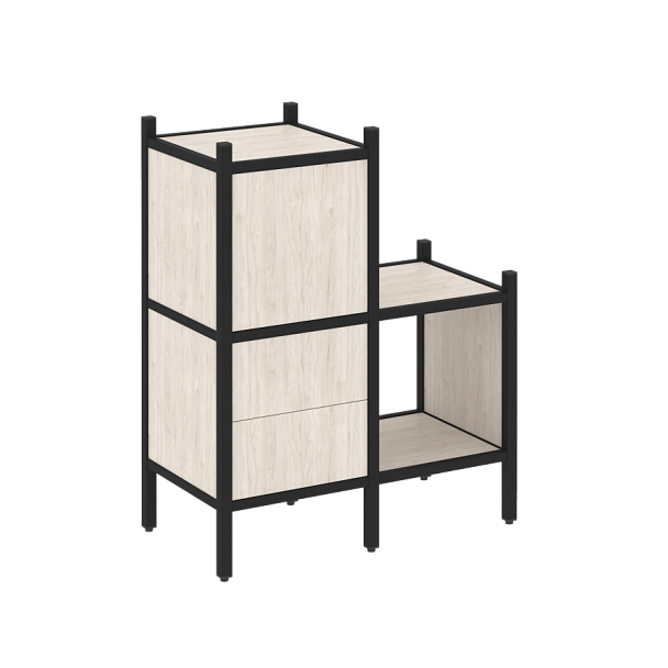 Loft Прямой стеллаж наборный VR.L-11 Денвер светлый/Чёрный металл 862*446*1047 - Вид 1