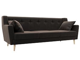 Прямой диван Брайтон 3 (полностью велюр коричневый) - Фото предпросмотра