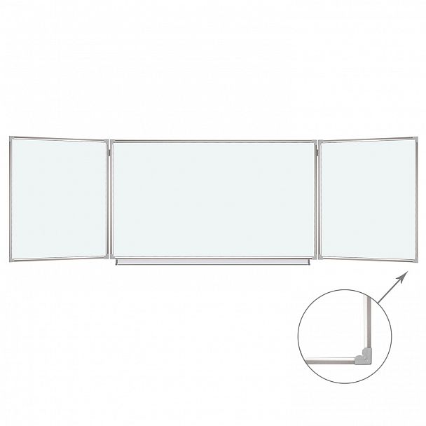 Доска магнитно-маркерная 3-х элементная 100х150/300 см, 5 рабочих поверхностей, белая, BRAUBERG, 231708 - Вид 3