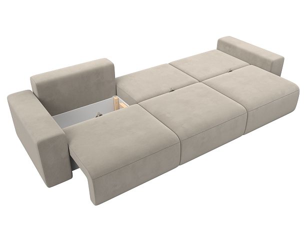 Диван прямой Лига-036 Классик Лонг Микровельвет бежевый - Вид 9