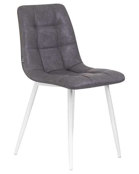 Стул обеденный DOBRIN ALEX (белые ножки, серая антрацитовая винтажная экокожа (RU-08)) - Вид 2