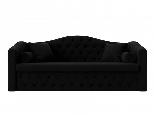 Прямой диван Мечта (полностью микровельвет черный) - Вид 2