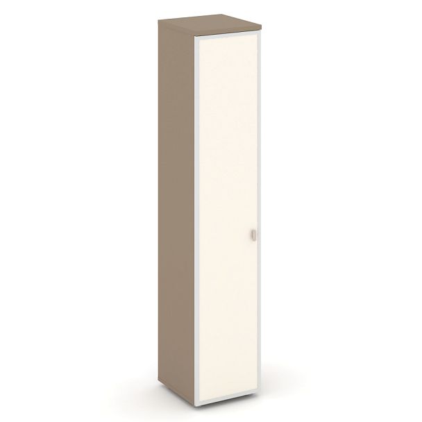 Estetica Шкаф высокий узкий лев. (1 высок. фасад стекло лакобель в раме) ES.SU-1.10R (L) I Латте/Лакобель ivory 400*420*1977 - Вид 1