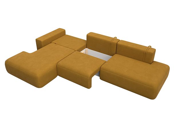 Диван угловой Лига-036 НПБ Модерн Лонг левый угол Велюр желтый - Вид 8