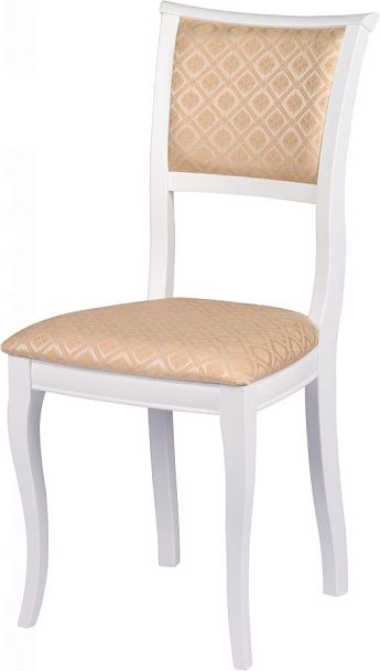 Стул деревянный с мягким сиденьем Камир Белый/Бежевый жаккард - Вид 1