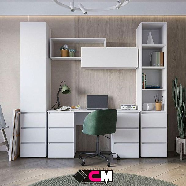 Хелен ПС 02 Письменный стол (1,420х0,730х0,500) белый/белый - Вид 3