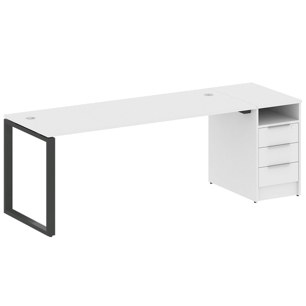 Metal System Р. ст. с тумбой на О-образном м/к БО.РС-СТП-1.5 Белый/Антрацит металл 2212*720*750 - Вид 1