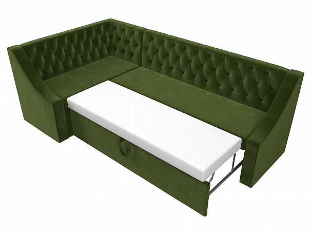 Кухонный угловой диван Мерлин левый (полностью микровельвет зеленый) - Вид 6