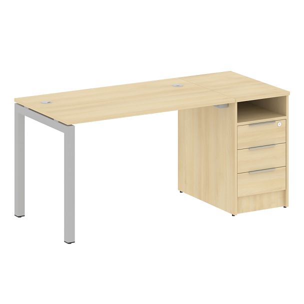 Metal System Quattro Р. ст. с тумбой на П-образном м/к 50БП.РС-СТП-1.2 Акация/Серый металл 1612*720*750 - Вид 1