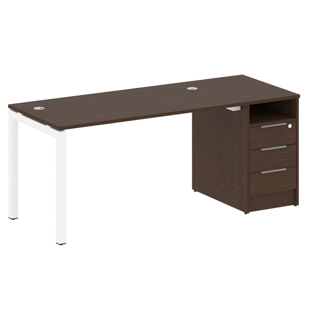 Metal System Quattro Р. ст. с тумбой на П-образном м/к 50БП.РС-СТП-1.3 Венге/Белый металл 1812*720*750 - Вид 1