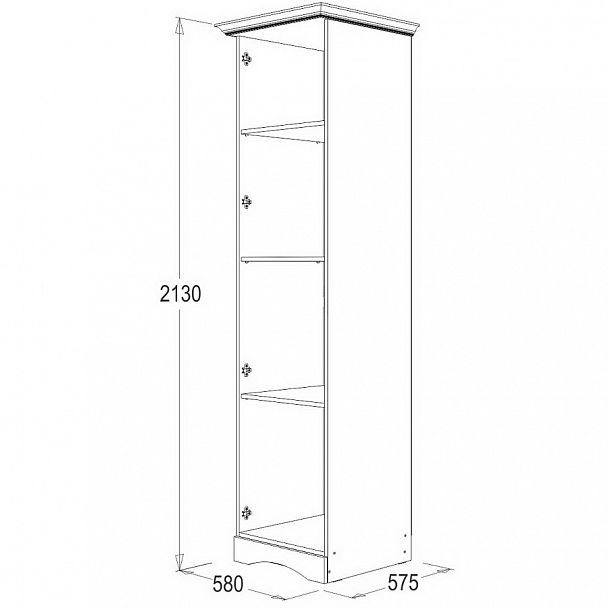 Шкаф "Ольга 1Н" 1 створ. для белья - Вид 2