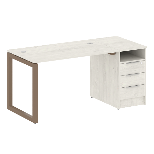 Metal System Quattro Р. ст. с тумбой на О-образном м/к 50БО.РС-СТП-1.2 Дуб наварра/Мокко металл 1612*720*750 - Вид 1