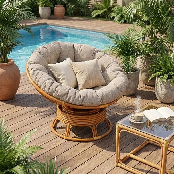 Кресло-качалка Папасан/Papasan (W 23/01 B) /с подушкой/Pecan (орех) - Вид 16