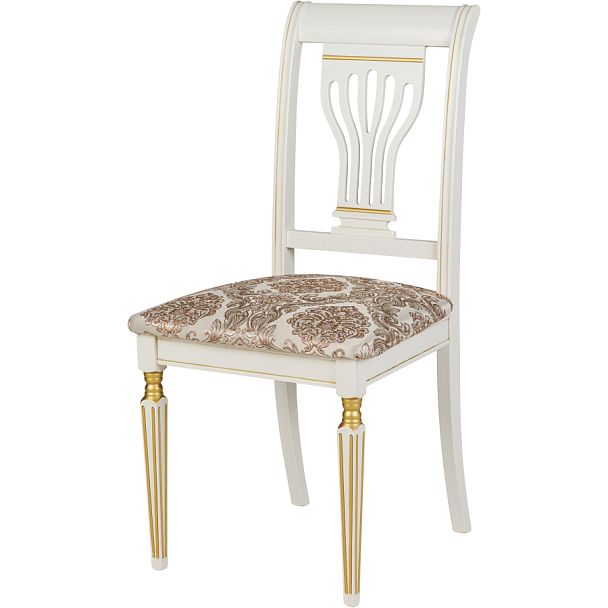 Комплект деревянных стульев с мягким сиденьем Мендельс Слоновая кость золотая патина/Бежевый жаккард, 3 шт. - Вид 1