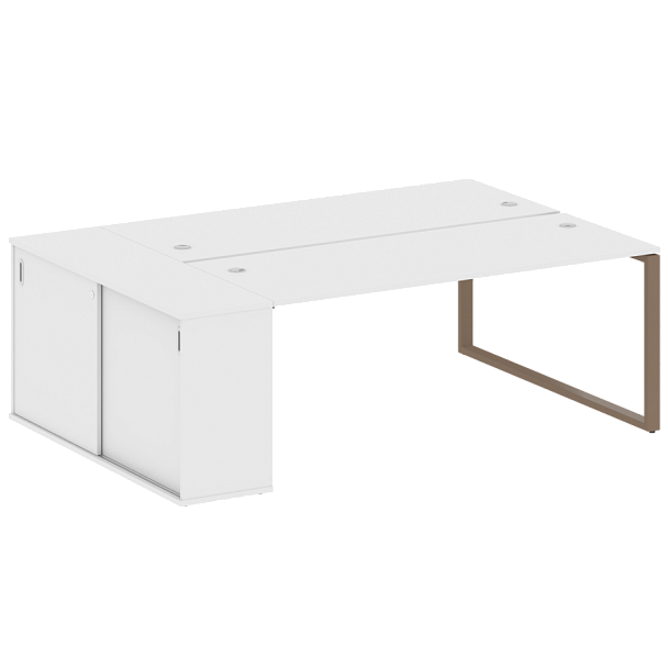 Metal System Р. ст. с шкафом-купе на О-образном м/к БО.РС-СШК-1.5 Т Белый/Мокко металл 2210*1475*750 - Вид 1
