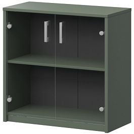 Стеллаж низкий с прозрачным стеклом А-302/А-стл302пр Тайга 770x364x848 Арго - Фото предпросмотра