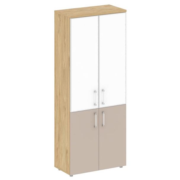 Шифт Шкаф высокий широкий SK.ST-1.2R white Тиквуд Светлый/Капучино/Стекло White 800*420*1977 - Вид 1