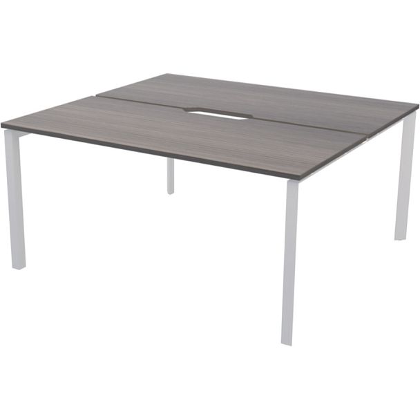 Бенч двойной на 2 рабочих места на металлокаркасе НТМП.П.Б2-160 Лиственница/Белый 1600x1496x750 Аргентум-МП - Вид 1